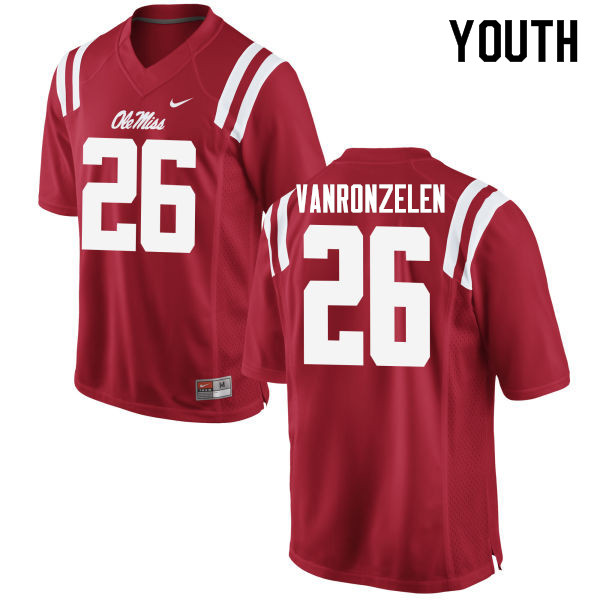 Jake VanRonzelen Ole Miss Rebels NCAA Youth Red #26 Stitched Limited College Football Jersey CKO7358GF